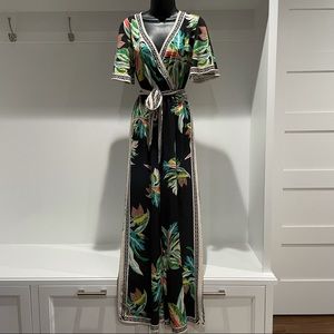 Tropical Jumpsuit with Keyhole Back